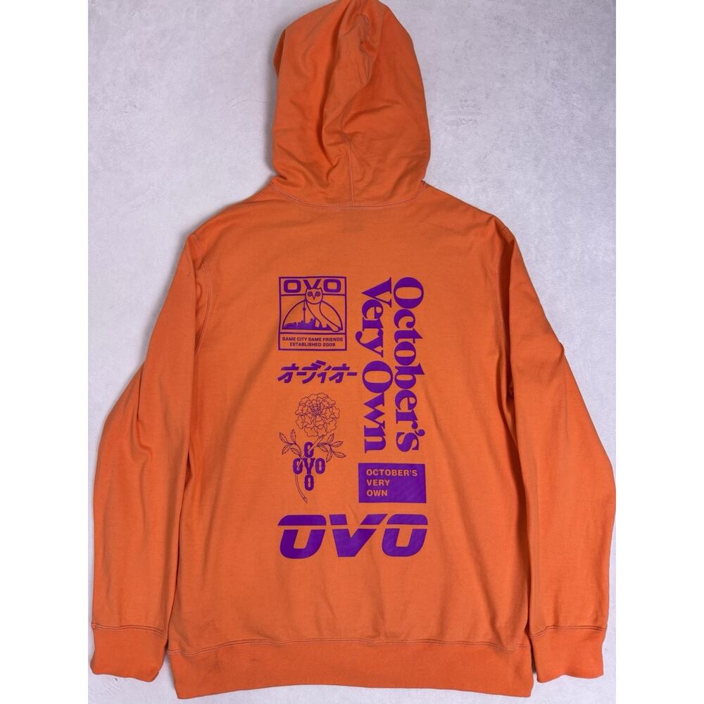 OVO October’s Very Own Orange Graphic Hoodie XL Purple Print Toronto Owl